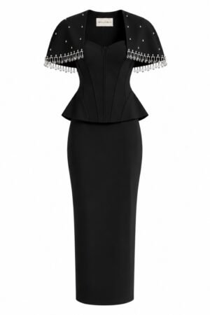OPAL ( set of 3 pieces) cropped cape- corset top- SKIRT  التوصيل خلال ٢٤-٤٨ ساعه لا يوجد تفصال او تعديل على القطعه